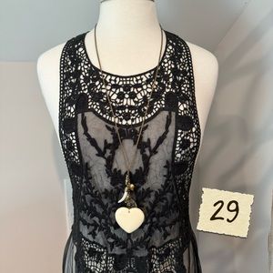 Long heart necklace.